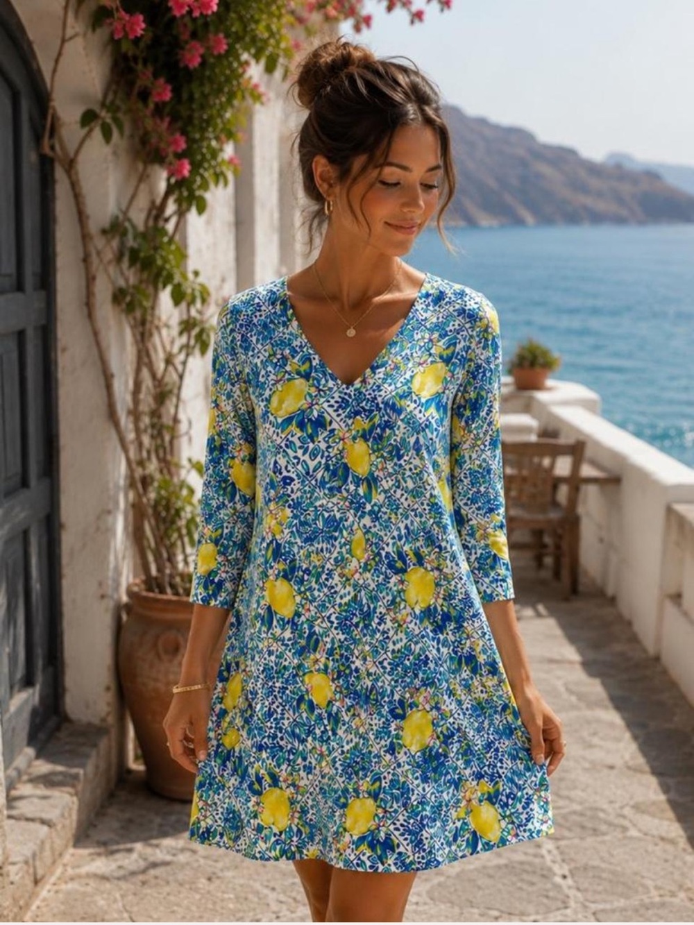 Lilly Pulitzer Ophelia Swing Dress Fiesta Bamba Lemon Print Lattice Back M